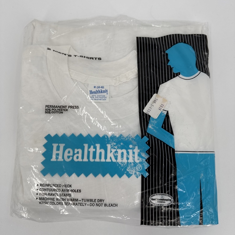Healthknit T Shirt 2 Pack Mens M Vintage 60s Deadstock NEW 1960s V NECK